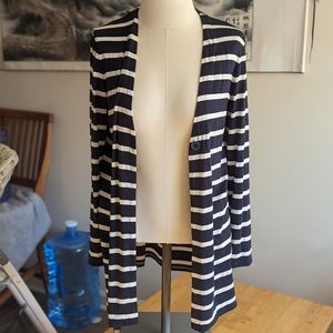 Blue and White Striped Cardigan